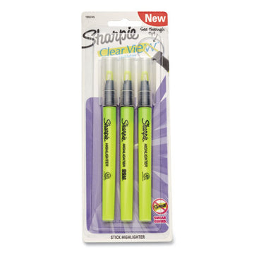 Sharpie® Clearview Pen-style Highlighter, Fluorescent Yellow Ink, Chisel Tip, Yellow-black-clear Barrel, 3-pack freeshipping - TVN Wholesale